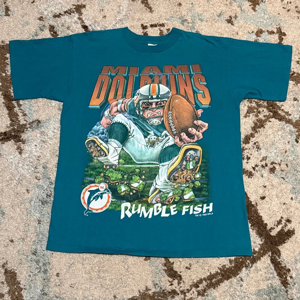 1993 Miami Dolphins Rumble Fish Shirt Size Large Salem Sportswear Dan Marino NFL